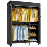 F2C Clothes Rack with Cover, Clothing Racks for Hanging Clothes, Heavy Duty Garment Rack with Shelves and Hanger Rods