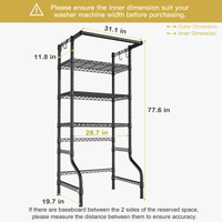 U11 Medium Over-Washer Garment Rack (Black), ≤28.7" Washer Fit, 304LBS Load & Front Hanger Rod