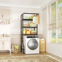 U11 Mini Over-Washer Garment Rack (Black), ≤25.9" Washer Fit, 304LBS Load & Space-Saving Design