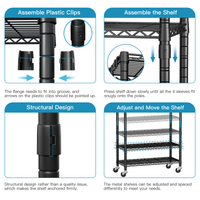 P3 Single Column Garment Rack (Black), 39.4"W, 464LBS Load & 3-Tier Shelves with Lockable Wheels