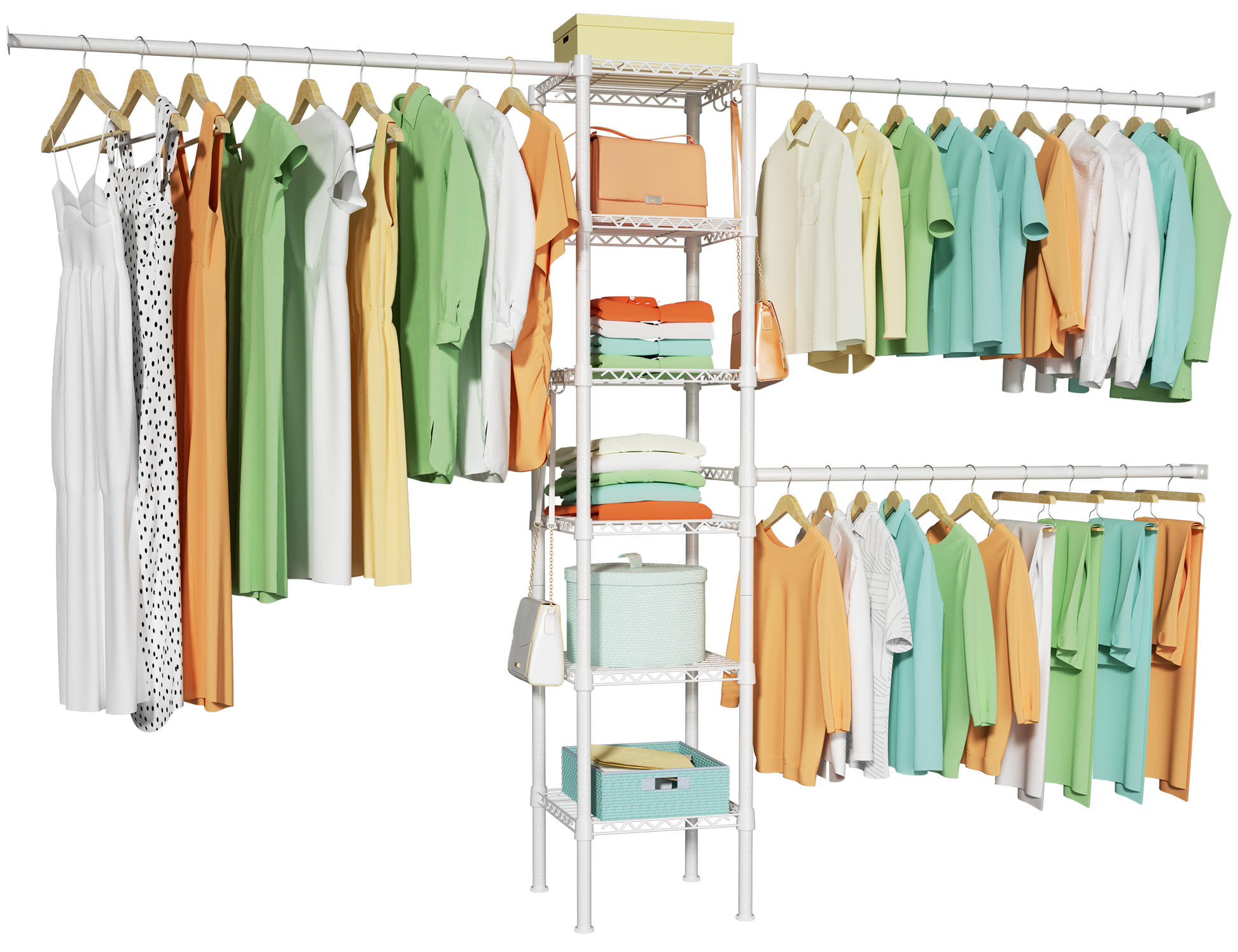 M1 Wall-Mounted Garment Rack (Black), 5.4-8.7ft Width, 700LBS Load & 3 Extendable Hanger Rods