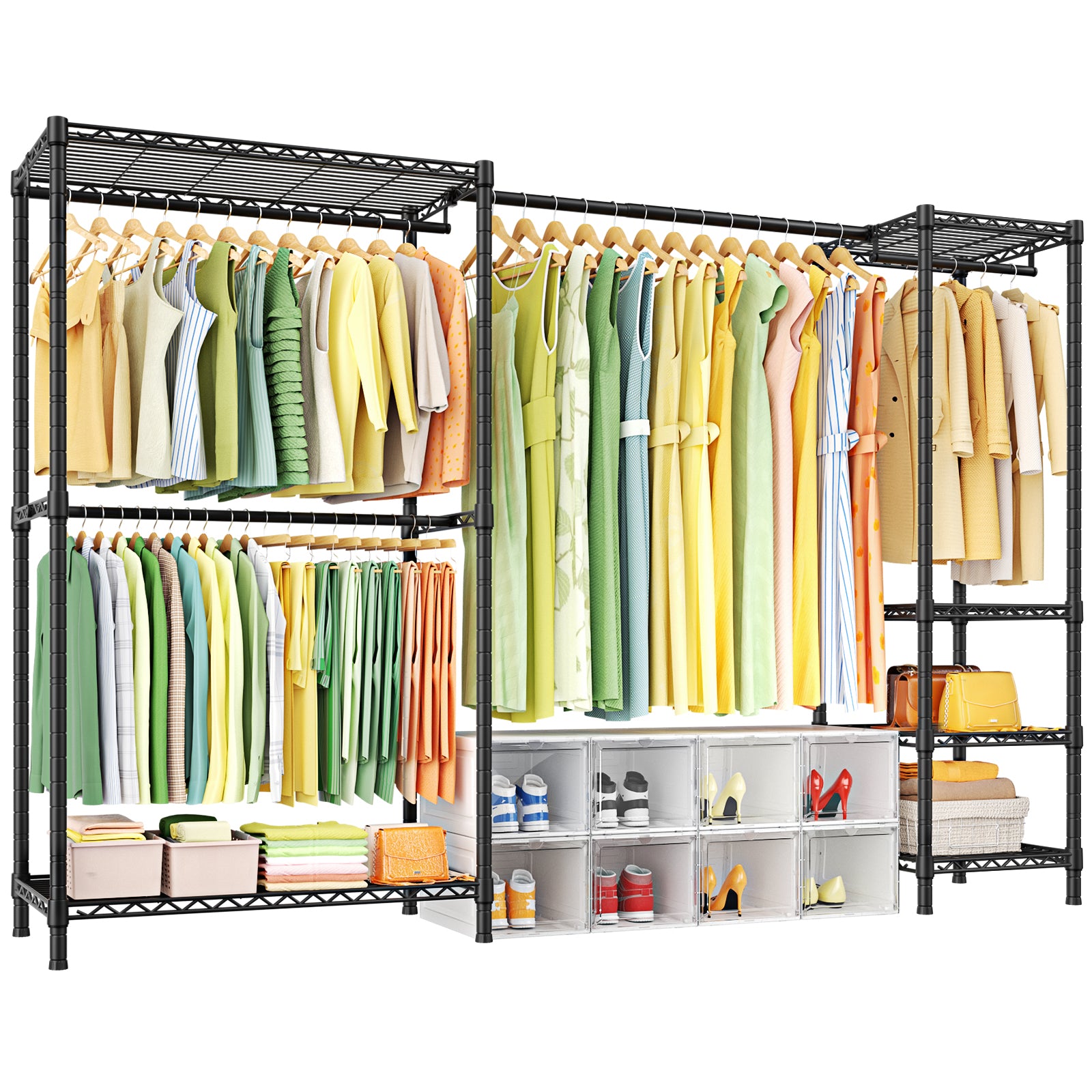 Ulif E10 Heavy Duty Closet Organizer for Bedroom & Laundry Room - Adjustable Clothes Rack with 800lbs Capacity, Freestanding Garment Rack (73-97"W