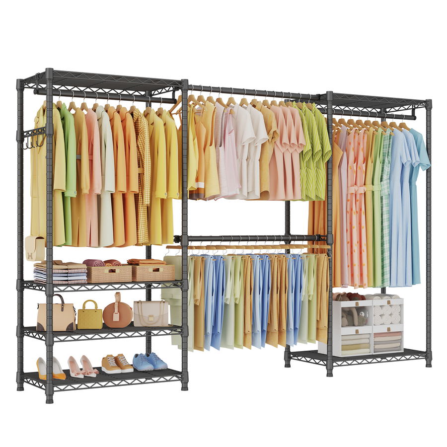 E1 Heavy Duty Closet Garment Rack - Expandable closet, (70-88.2'') Width, Load Capacity 880 lbs