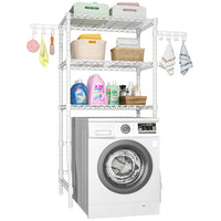 U8 Over-Washer Garment Rack (Black), ≤32.6" Washer Fit, 304LBS Load & Adjustable Shelves