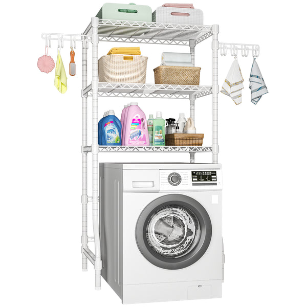 U8 Over-Washer Garment Rack (Black), ≤32.6" Washer Fit, 304LBS Load & Adjustable Shelves