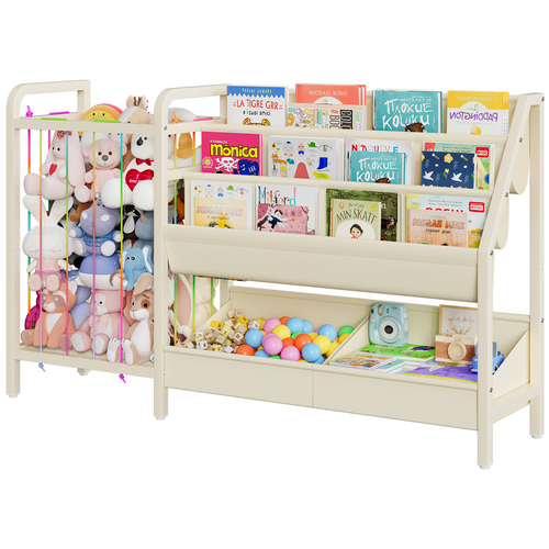 B5 Kids Bookshelf and Toy Storage, Book Shelf for Kids Rooms, Sling Toddler Book Shelves with Stuffed Animal Storage