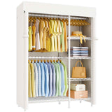 F2C Clothes Rack with Cover, Clothing Racks for Hanging Clothes, Heavy Duty Garment Rack with Shelves and Hanger Rods