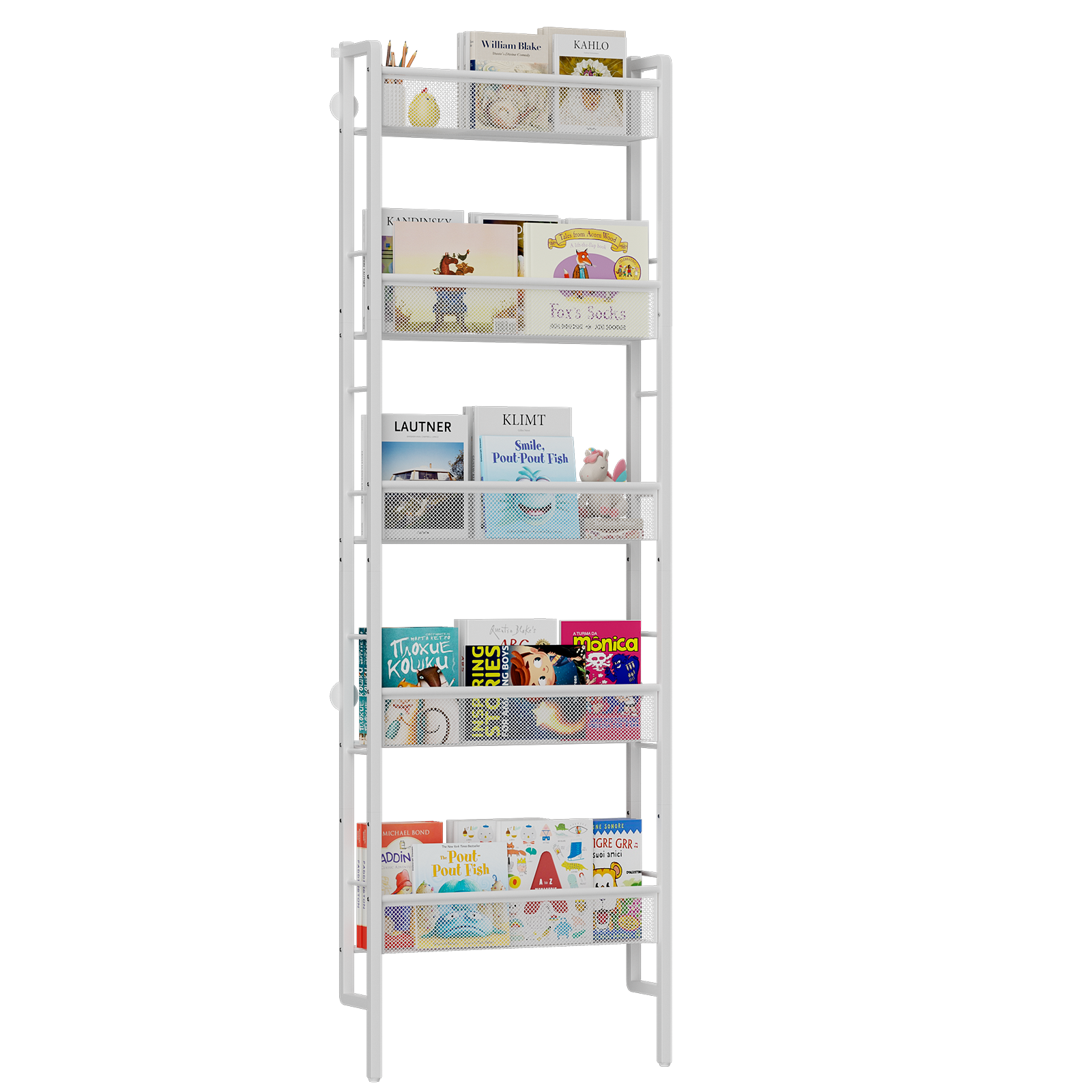 B8 Kids Bookshelf Wall Mounted, 5-Tier Wall Bookshelf for Kids, Children's Bookcases Organizer for Toys and Books