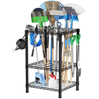 T2 Single Column Tool Organizer Rack (Black), 35 Holes+8 S Hooks, Holds 45 Tools & Adjustable Shelf