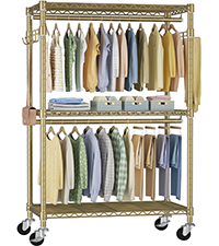 P1 Single Column Rolling Garment Rack (Grey), 35.4"W, 450LBS Load & Rust-Proof Coating