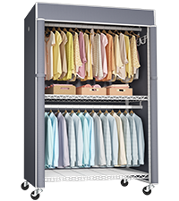 P1C Plus Single Column Rolling Garment Rack, 46"W, 524LBS Load & Dustproof