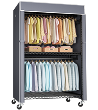 P1C Plus Single Column Rolling Garment Rack, 46"W, 524LBS Load & Dustproof