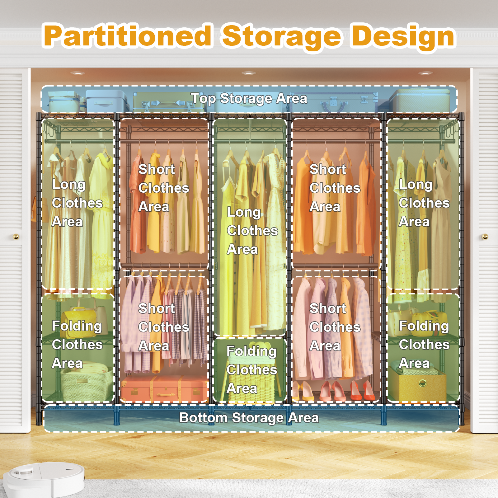 H50 5-Column Garment Rack (Black), 89.8" Wide, 1400LBS Load & Long Garment Storage