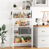 Narrow Metal Storage Rack (Black), 5-Tier, 400LBS Load & Guardrails for Kitchen/Bathroom