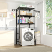 U8 Medium Over-Washer Garment Rack (Black), ≤29.9" Washer Fit, 304LBS Load & Anti-Rust Coating