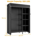 F2C Clothes Rack with Cover, Clothing Racks for Hanging Clothes, Heavy Duty Garment Rack with Shelves and Hanger Rods