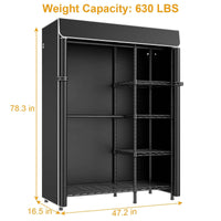 F2C Clothes Rack with Cover, Clothing Racks for Hanging Clothes, Heavy Duty Garment Rack with Shelves and Hanger Rods