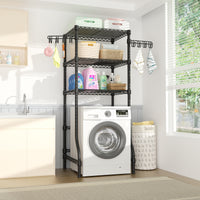 U8 Mini Over-Washer Garment Rack (Black), ≤27.1" Washer Fit, 304LBS Load & Leveling Feet