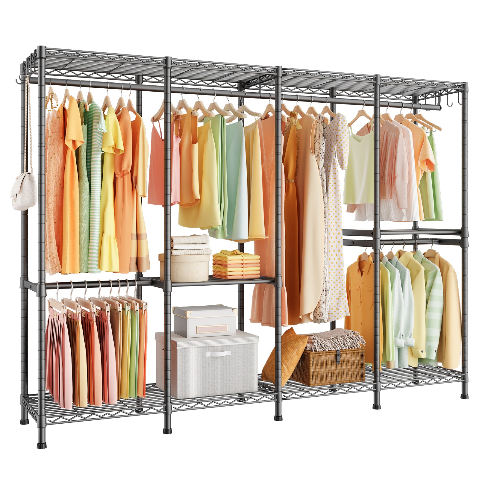H41 Garment Rack Heavy Duty Clothes Rack, Clothing Racks for Hanging Clothes, Extra Large Freestanding Portable Closet Wardrobe Rack