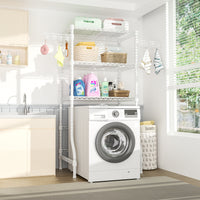 U8 Over-Washer Garment Rack (Black), ≤32.6" Washer Fit, 304LBS Load & Adjustable Shelves