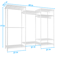 E13 Triple Column Garment Rack (Black), 900LBS Load, 8-Tier Shelves, 4 Hanger Rods & 8 S Hooks