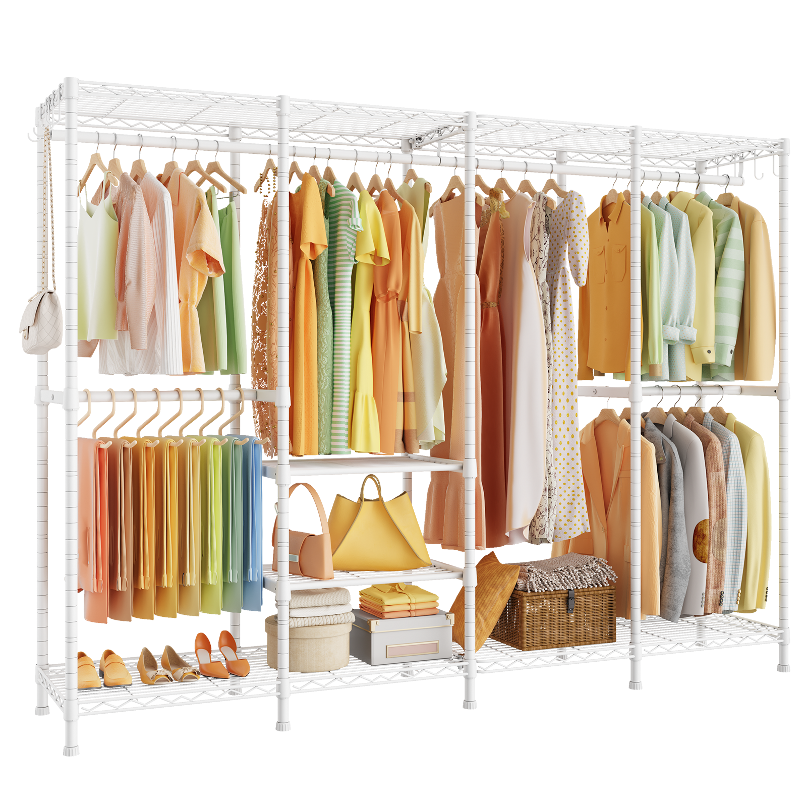 H41 Garment Rack Heavy Duty Clothes Rack, Clothing Racks for Hanging Clothes, Extra Large Freestanding Portable Closet Wardrobe Rack