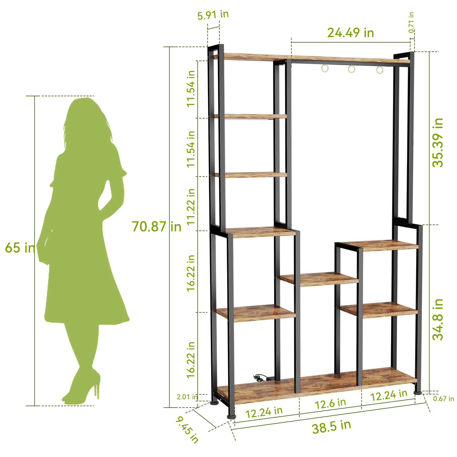 C2 Plant Stand Indoor with Grow Lights, Indoor Tiered Metal Plant Stand 70.87" Tall Plant Shelf with Hooks for Hanging, Plant Holder Display Shelves for Patio, Garden, Outdoor