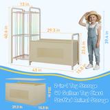 B10 Toy Storage Organizer with Stuffed Animal Storage, Large Toy Box Chest and Stuffed Animal Holder Zoo Organizer with Elastic Ropes for Nursery, Kids Room, Playroom, Bedroom, Beige