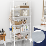 Narrow Metal Storage Rack (Black), 5-Tier, 400LBS Load & Guardrails for Kitchen/Bathroom