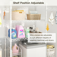 U8 Over-Washer Garment Rack (Black), ≤32.6" Washer Fit, 304LBS Load & Adjustable Shelves