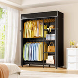 F2C Clothes Rack with Cover, Clothing Racks for Hanging Clothes, Heavy Duty Garment Rack with Shelves and Hanger Rods