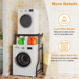 U16 Upgraded Washer Dryer Stacking Rack for Narrow Laundry Room and Bathroom, Metal Over Washer and Dryer Storage Shelves for Saving Space