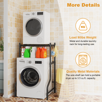 U16 Upgraded Washer Dryer Stacking Rack for Narrow Laundry Room and Bathroom, Metal Over Washer and Dryer Storage Shelves for Saving Space