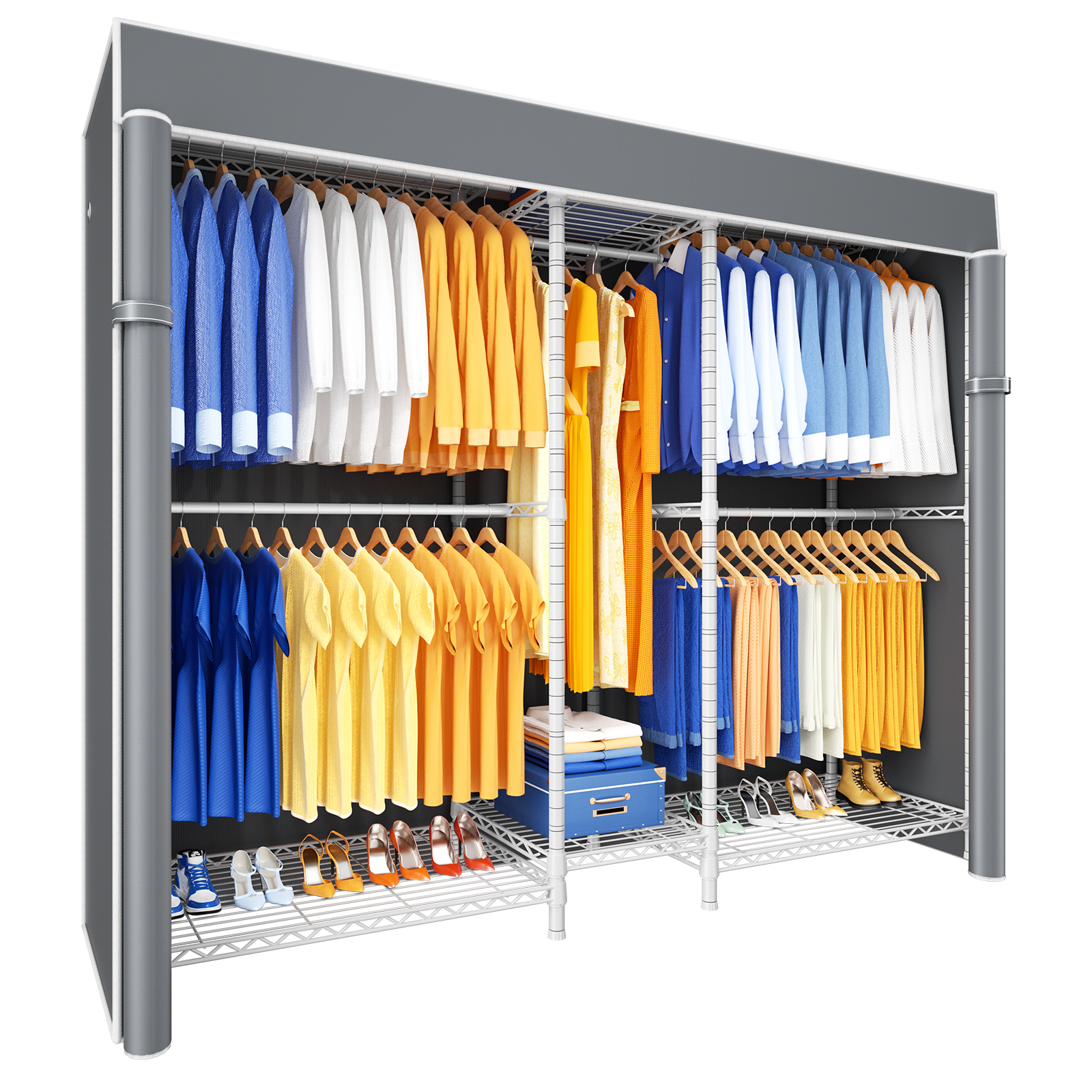E12C Heavy Duty Closet Organizer System, Adjustable Garment Rack 71" W x 16" D x 76.5" H Holds 960 lbs