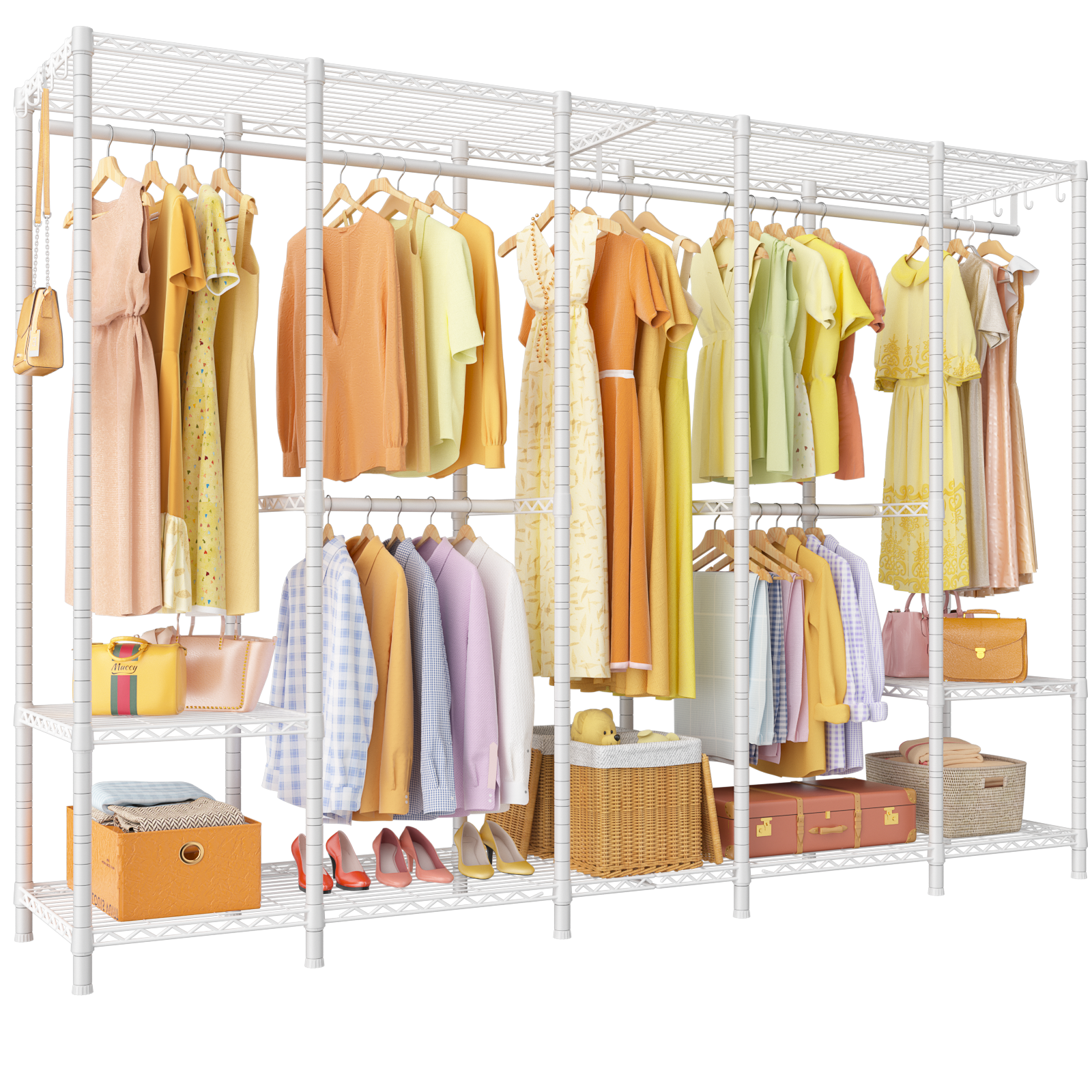 H50 5-Column Garment Rack (Black), 89.8" Wide, 1400LBS Load & Long Garment Storage