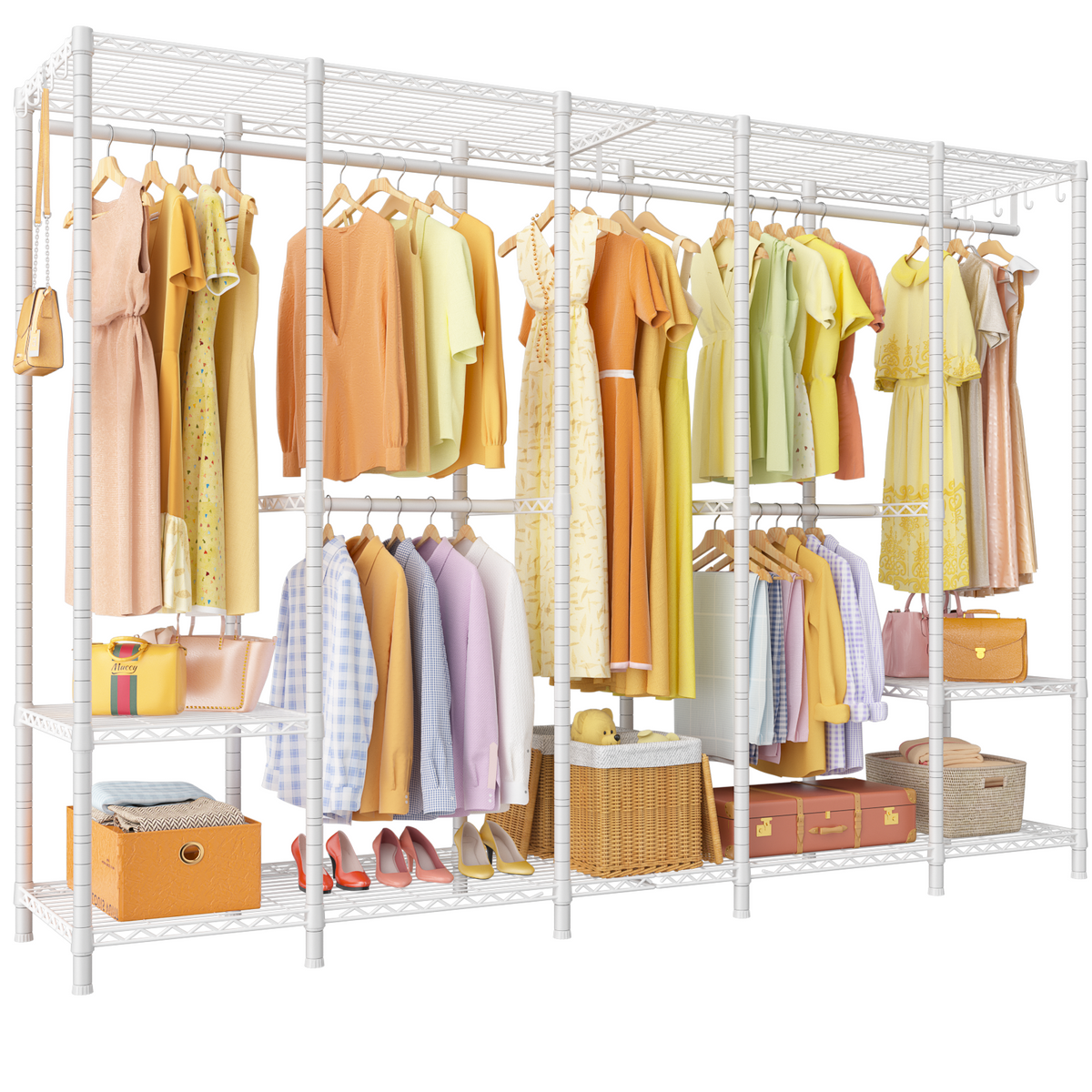 H50 5-Column Garment Rack (Black), 89.8" Wide, 1400LBS Load & Long Garment Storage