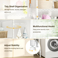 U8 Over-Washer Garment Rack (Black), ≤32.6" Washer Fit, 304LBS Load & Adjustable Shelves