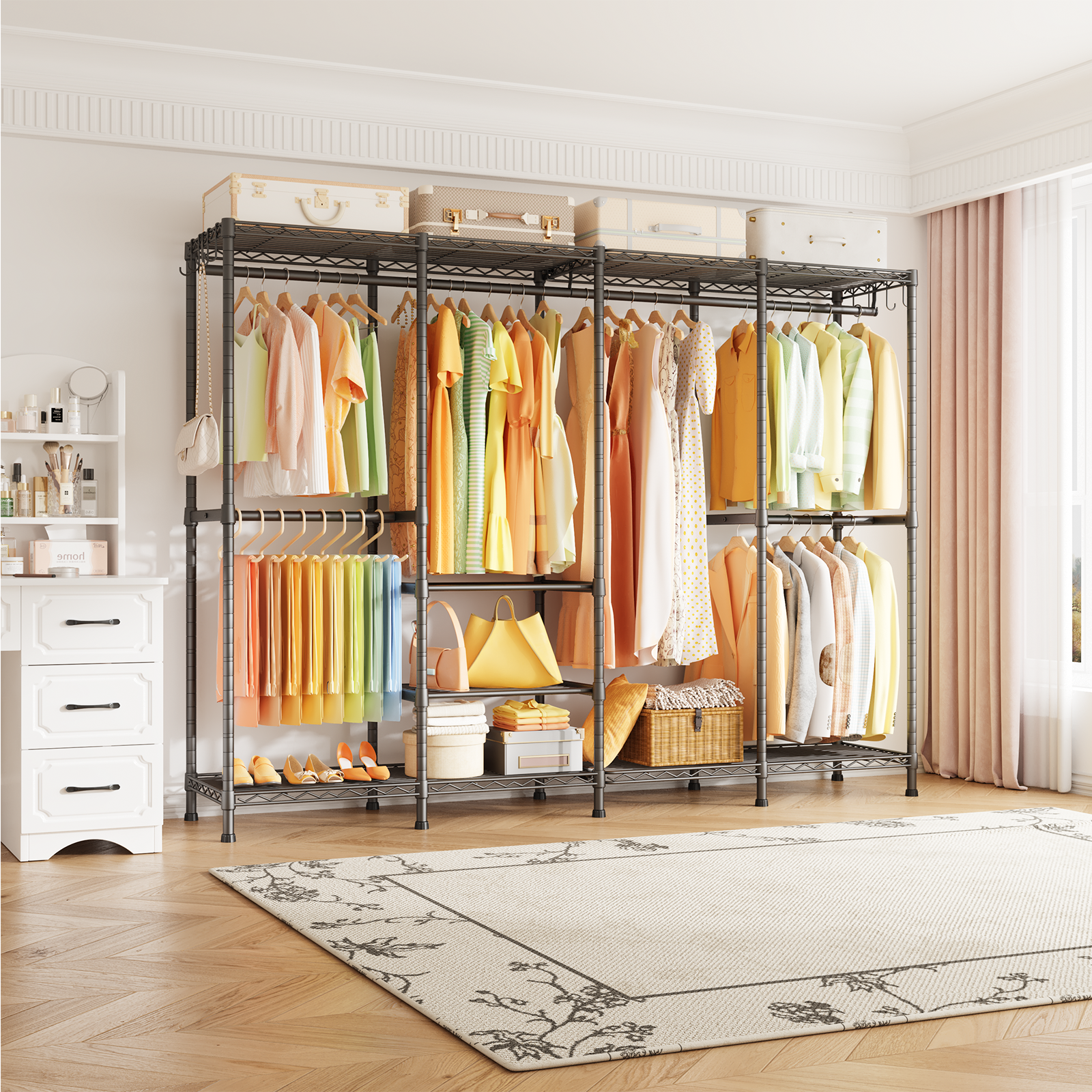 H41 Garment Rack Heavy Duty Clothes Rack, Clothing Racks for Hanging Clothes, Extra Large Freestanding Portable Closet Wardrobe Rack