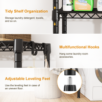 U15 Over Washer and Dryer Storage Shelves, Laundry Above Washer Dryer Storage Rack Space Saver, 6-Tier Wire Shelf with 4 Hooks for Organization, 63.4"W x 17.3"D x 76.4"H, Holds 568lbs