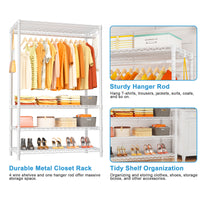 H4 45"W Extended Single Column Garment Rack (Black), 522LBS Load & Anti-Tip Device