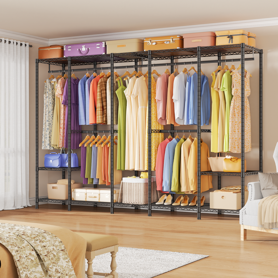 H50 Heavy Duty Garment Rack - 5 Column Large Clothing Rack, 89.8" Wide, Load Capacity 1400LBS