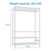 H4 45"W Extended Single Column Garment Rack (Black), 522LBS Load & Anti-Tip Device