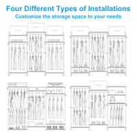 E13 Triple Column Garment Rack (Black), 900LBS Load, 8-Tier Shelves, 4 Hanger Rods & 8 S Hooks