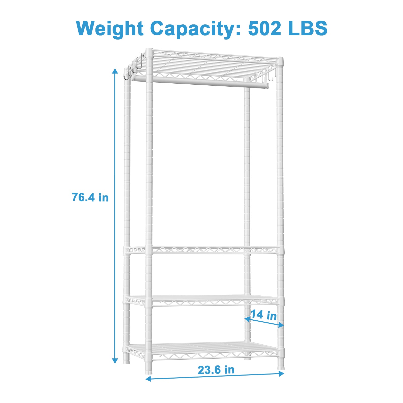 H4 23.6"W Mini Single Column Garment Rack (Black), 502LBS Load for Small Spaces