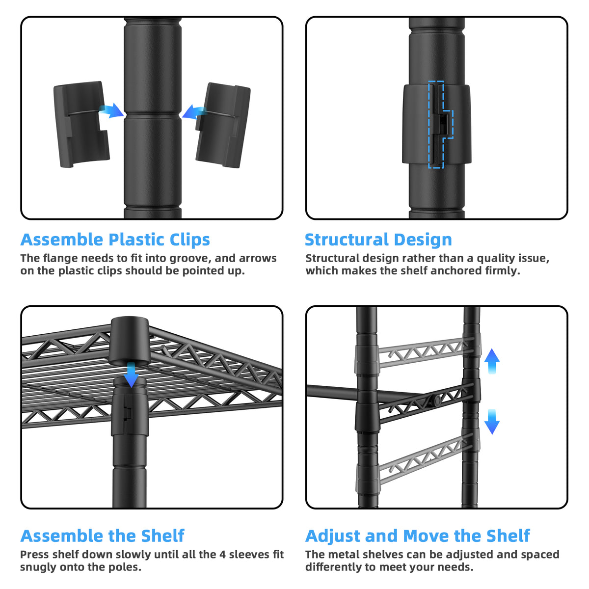 E12 Detachable Triple Column Garment Rack (Gold), 960LBS Load & 6-Tier Shelves with 4 Hanger Rods