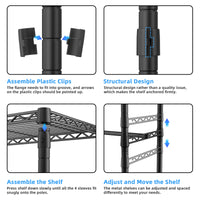 E12 Detachable Triple Column Garment Rack (Gold), 960LBS Load & 6-Tier Shelves with 4 Hanger Rods