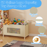B10 Toy Storage Organizer with Stuffed Animal Storage, Large Toy Box Chest and Stuffed Animal Holder Zoo Organizer with Elastic Ropes for Nursery, Kids Room, Playroom, Bedroom, Beige