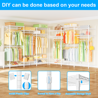 E13 Triple Column Garment Rack (Black), 900LBS Load, 8-Tier Shelves, 4 Hanger Rods & 8 S Hooks