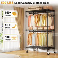 P1 Single Column Rolling Garment Rack (Grey), 35.4"W, 450LBS Load & Rust-Proof Coating
