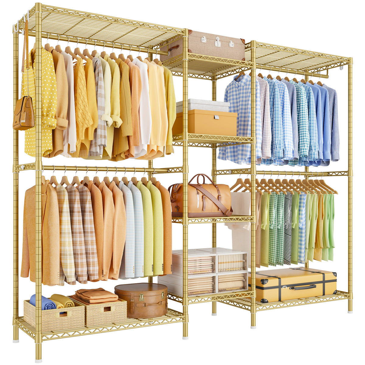 E4 Plus Heavy Duty Clothing Rack - Freestanding clothing rack with 8 shelves, Max load 1200lbs